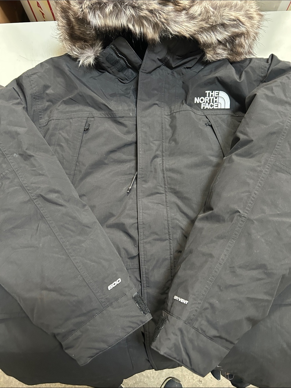 The North Face Black Men’s Insulated Puffer Jacket with Faux Fur Hood
